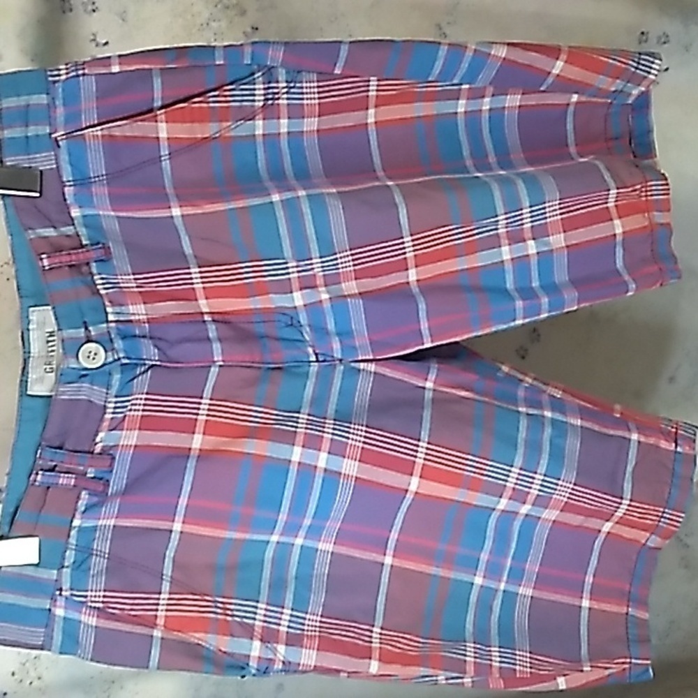 Griffith Men's Size 34 Checkered Casual Shorts. Zipper Fly Cotton Blend Summer